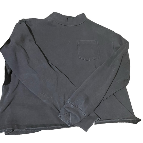 Brandy Melville Navy Mock Neck Cropped/Boxy Sweat Shirt - Long Sleeves Size 10 - Picture 3 of 5